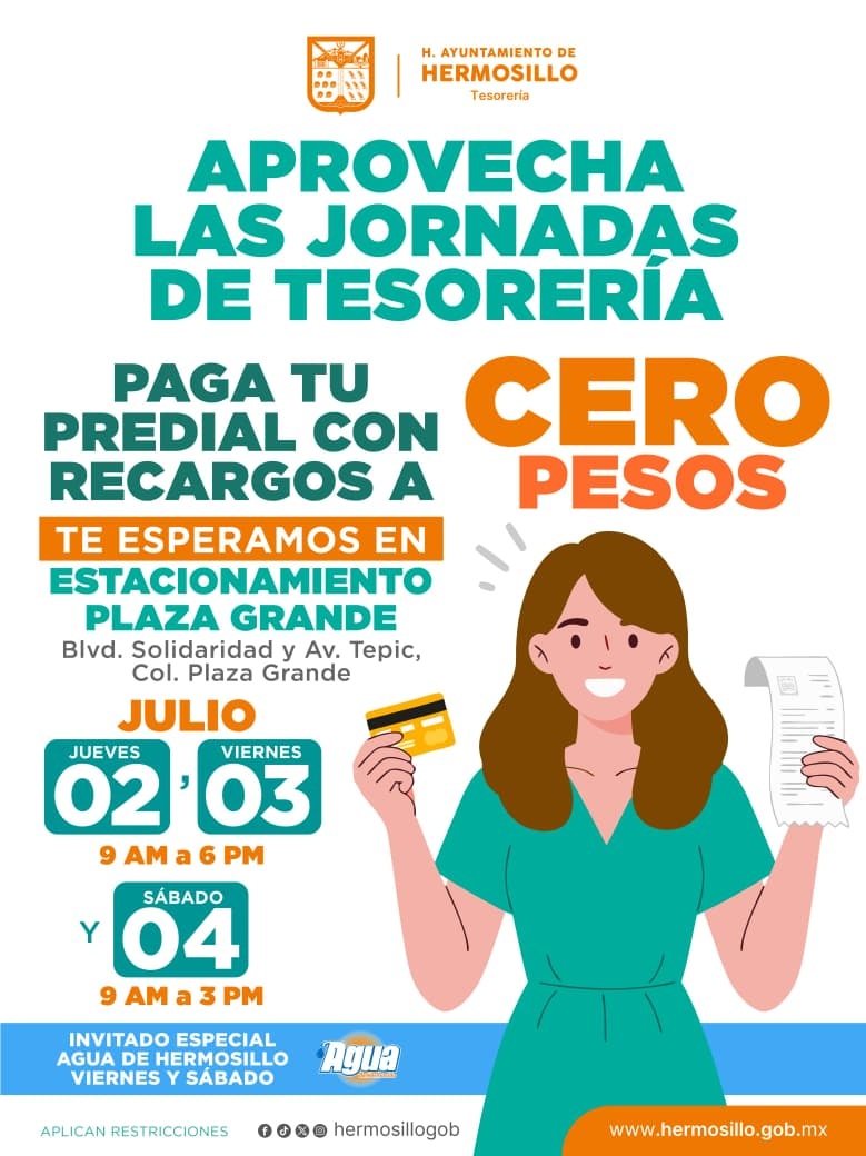 Este fin de semana Tesorería Municipal tendrá jornadas con recargos a cero pesos en Plaza Grande