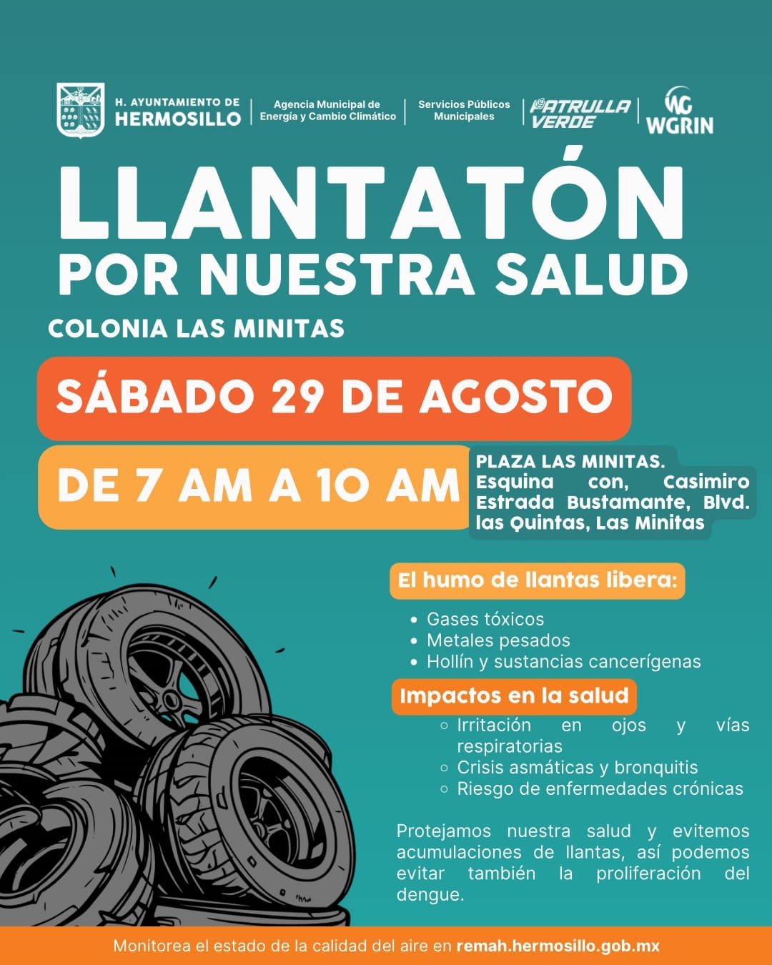 Invitan a “Llantatón por nuestra salud” este sábado en Las Minitas