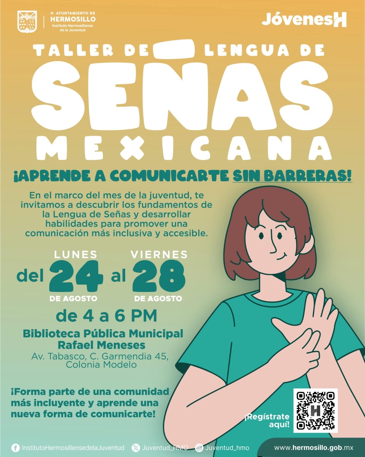 Invita Gobierno de Hermosillo a jóvenes a taller de Lengua de Señas Mexicana