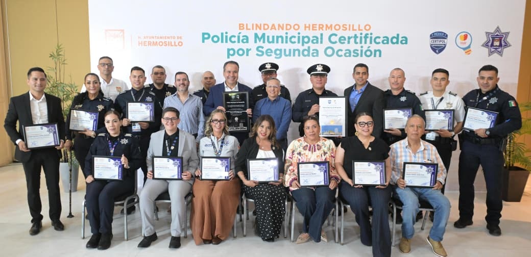 Reconoce Toño Astiazarán preparación de la Policía Municipal con certificación por segunda ocasión de CERTIPOL