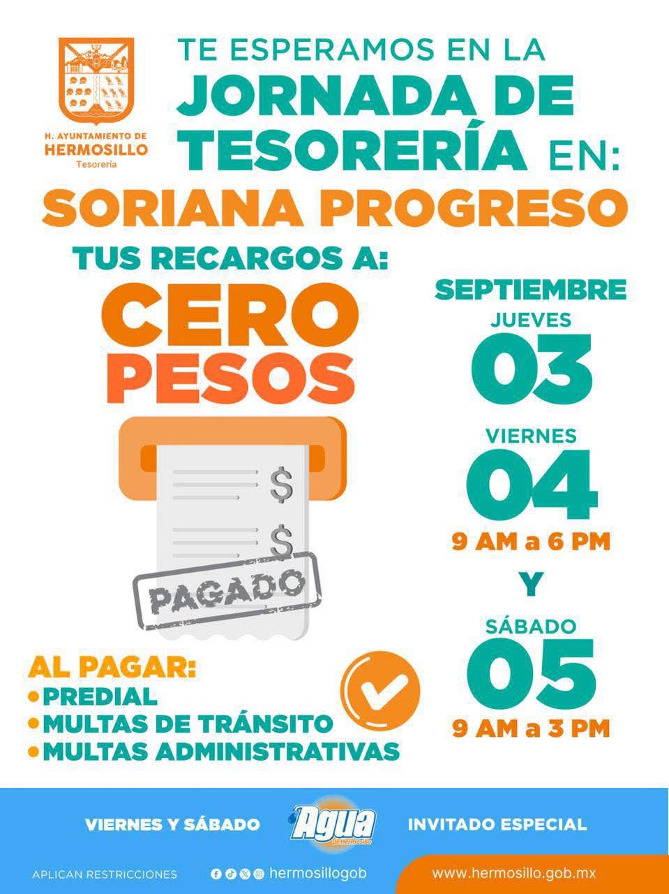 Invita Tesorería Municipal a Jornada de atención en Soriana Progreso