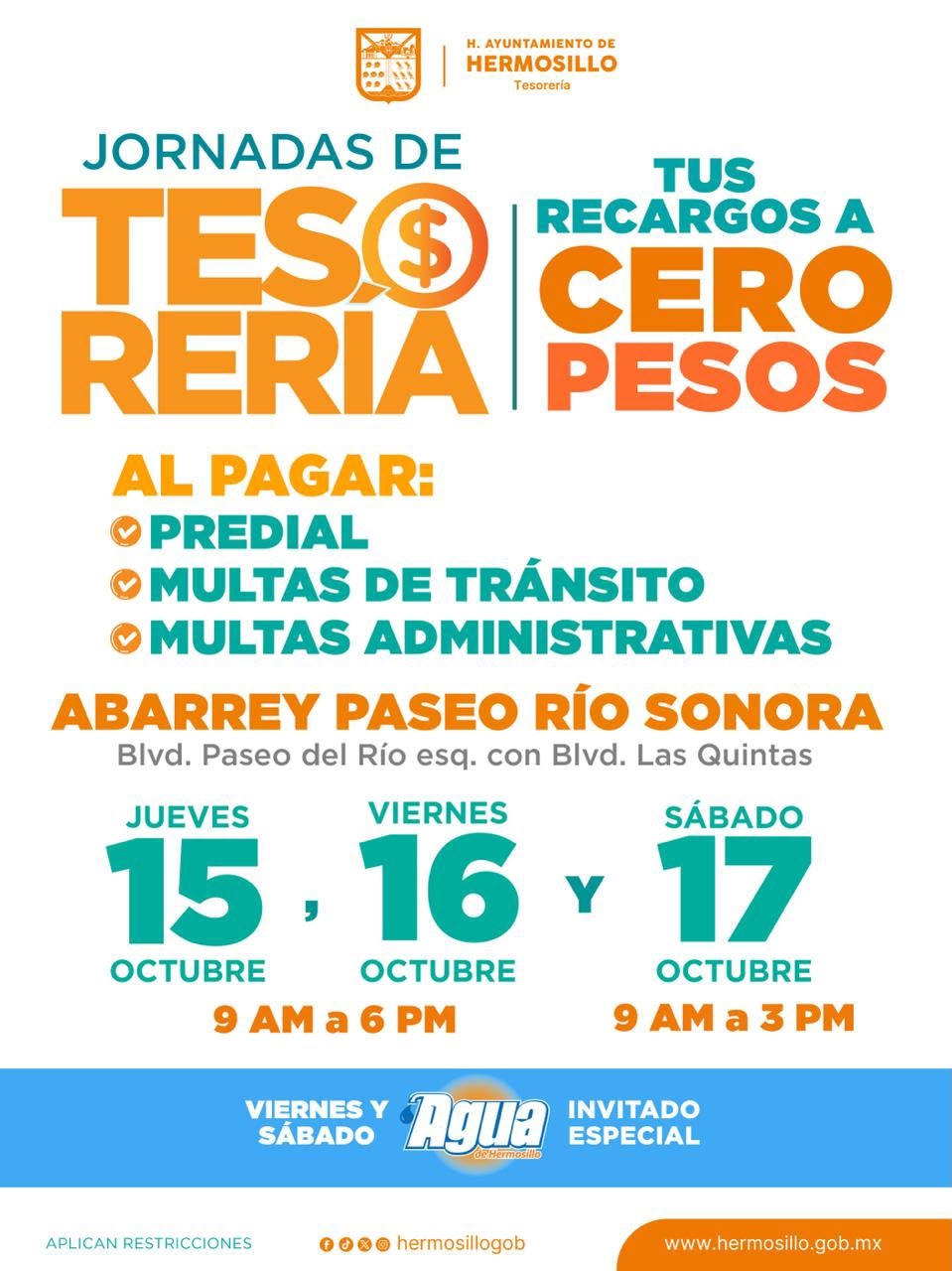 Lleva Gobierno de Hermosillo Jornadas de Tesorería con recargos a cero pesos