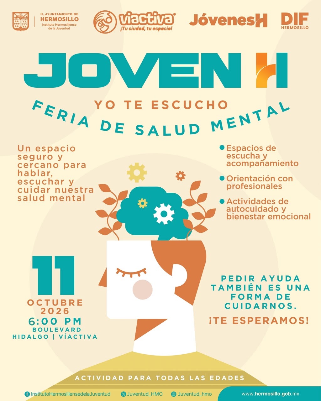 Tendrá Ayuntamiento de Hermosillo Feria de Salud Mental Joven H: Yo Te Escucho