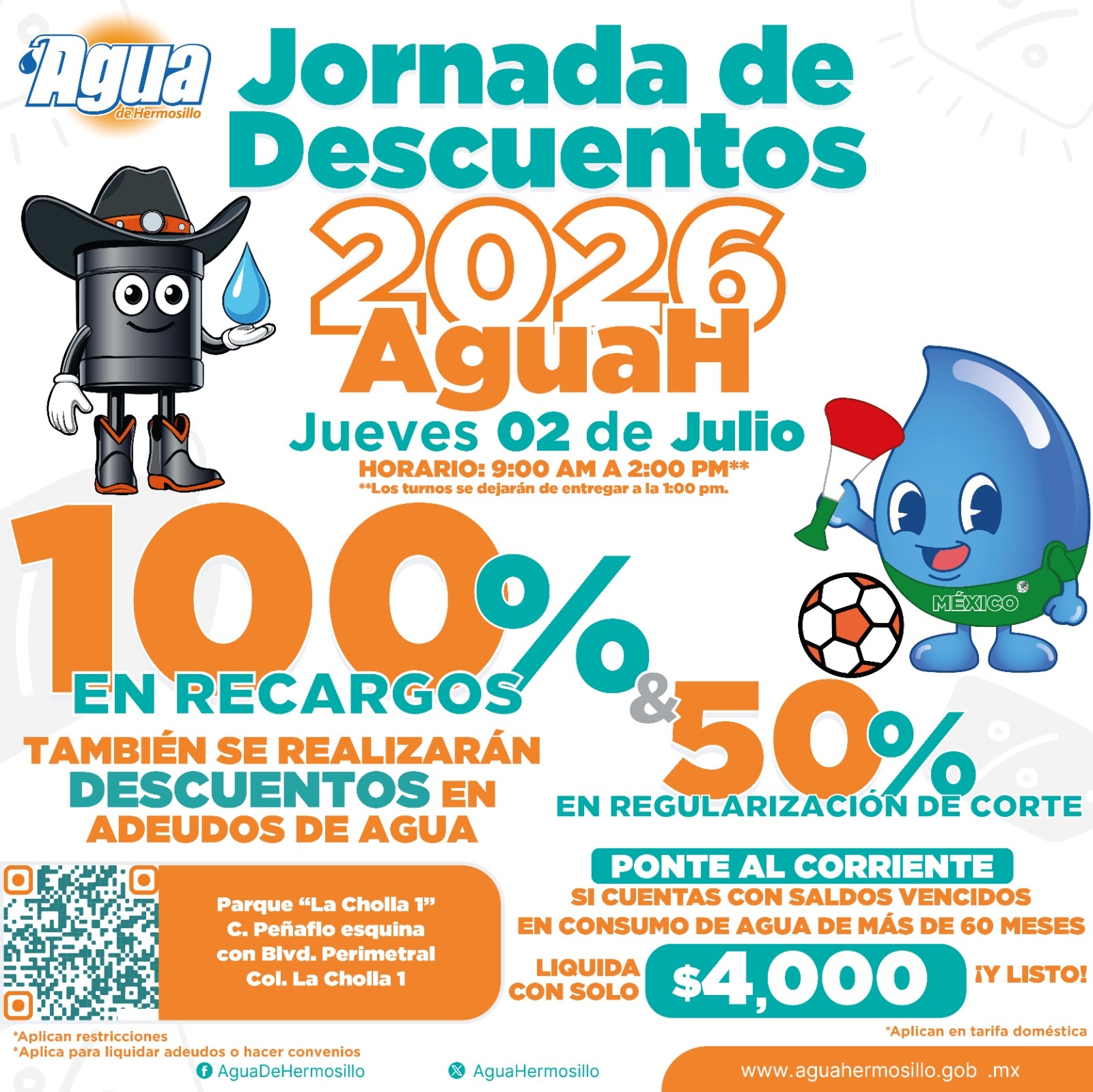 Visitará La Cholla la jornada de descuentos de Agua de Hermosillo