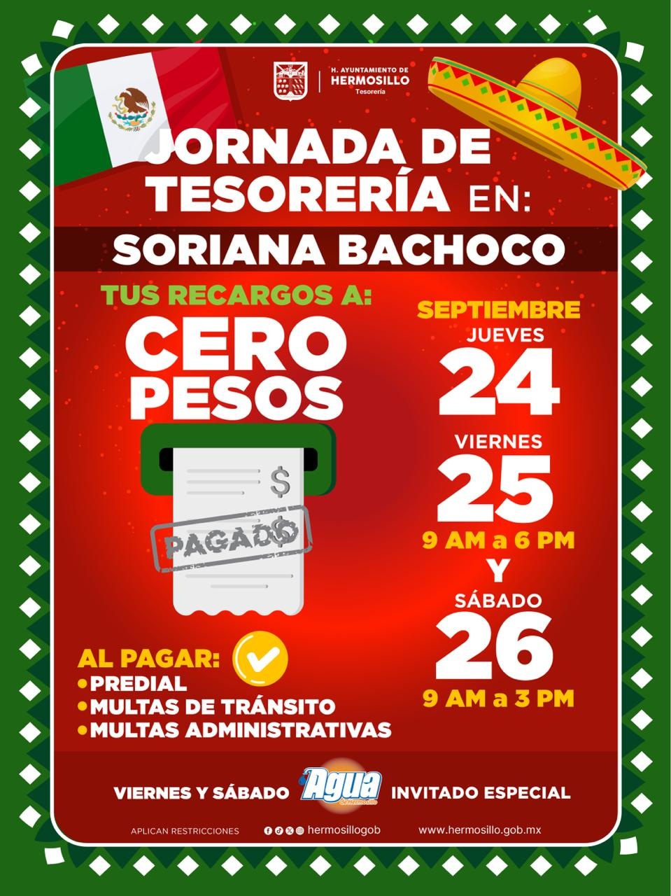 Invita el Gobierno de Hermosillo a aprovechar Jornada de Tesorería con recargos a Cero Pesos