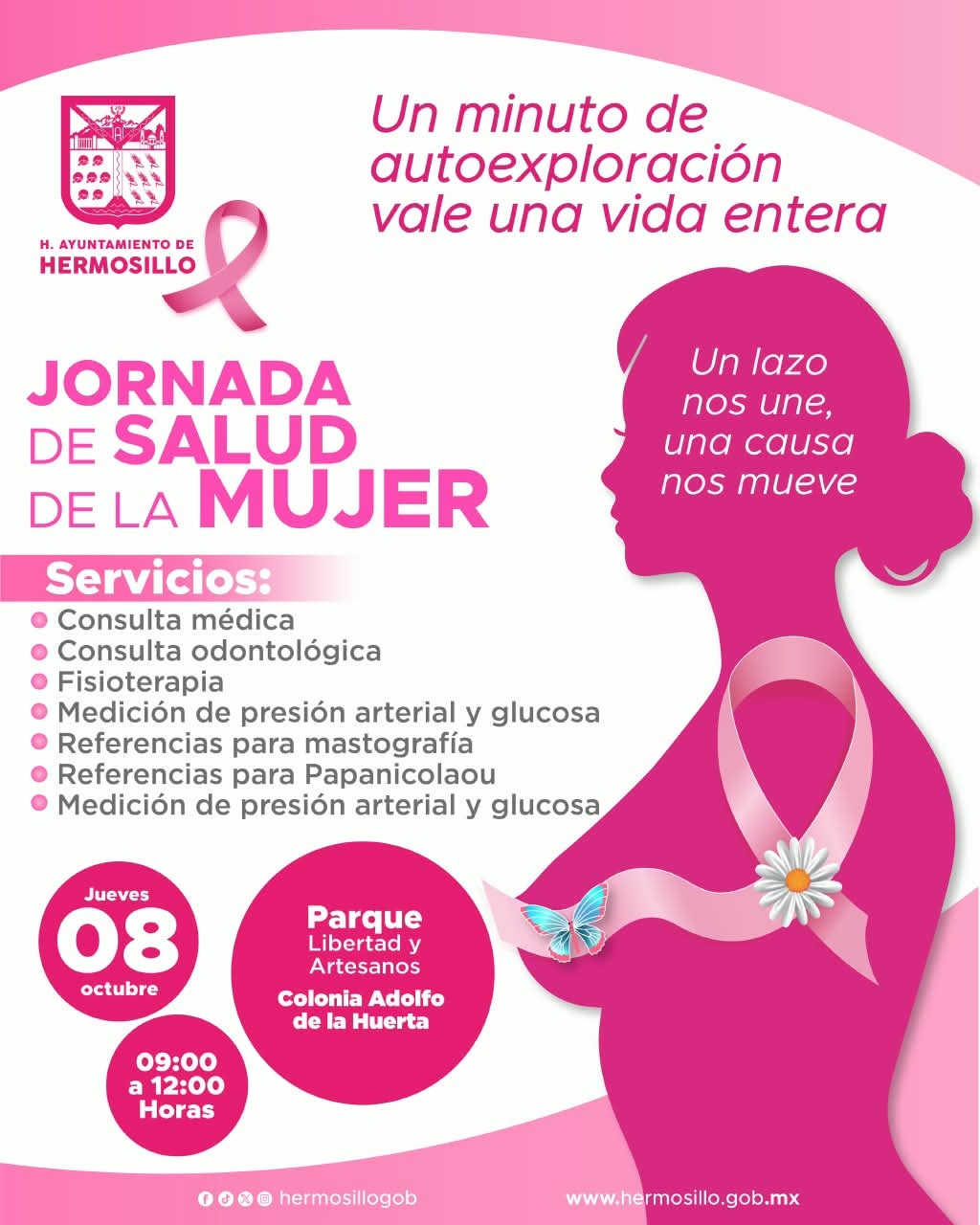 Invita Salud Pública Municipal a Jornadas de Salud de la Mujer el 8 y 9 de octubre